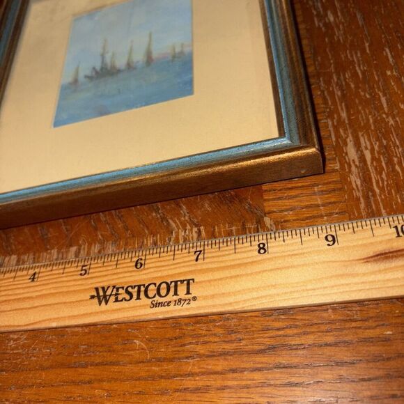 Framed SIGNED FRANCIS WEST Painting ORIENTAL ASIAN Influence BOATS SEASCAPE - Picture 3 of 7